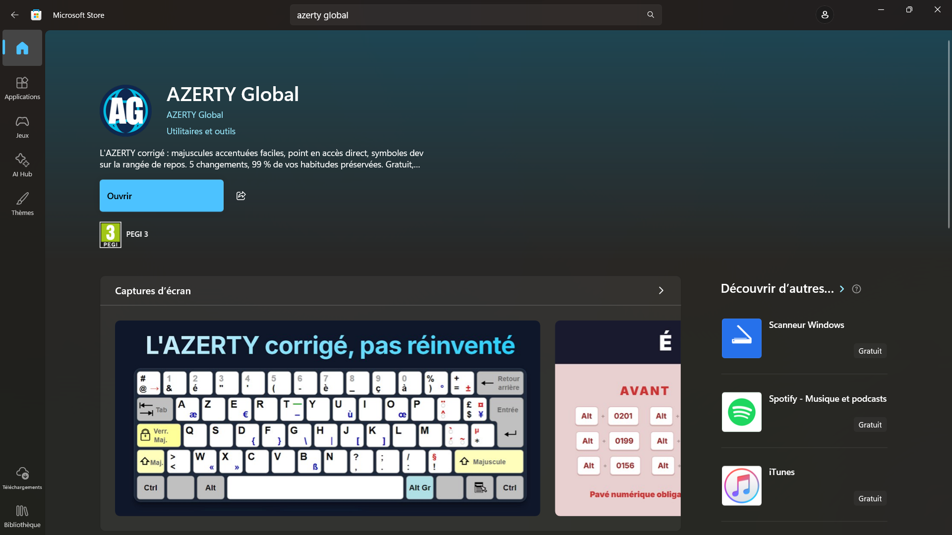 AZERTY Global sur le Microsoft Store